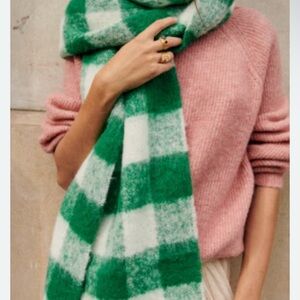 Sezane Louise Scarf green and white